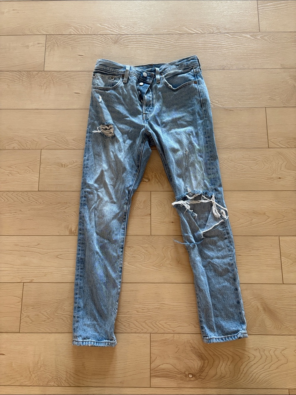 Levi's Distressed Light Blue Ripped Jeans